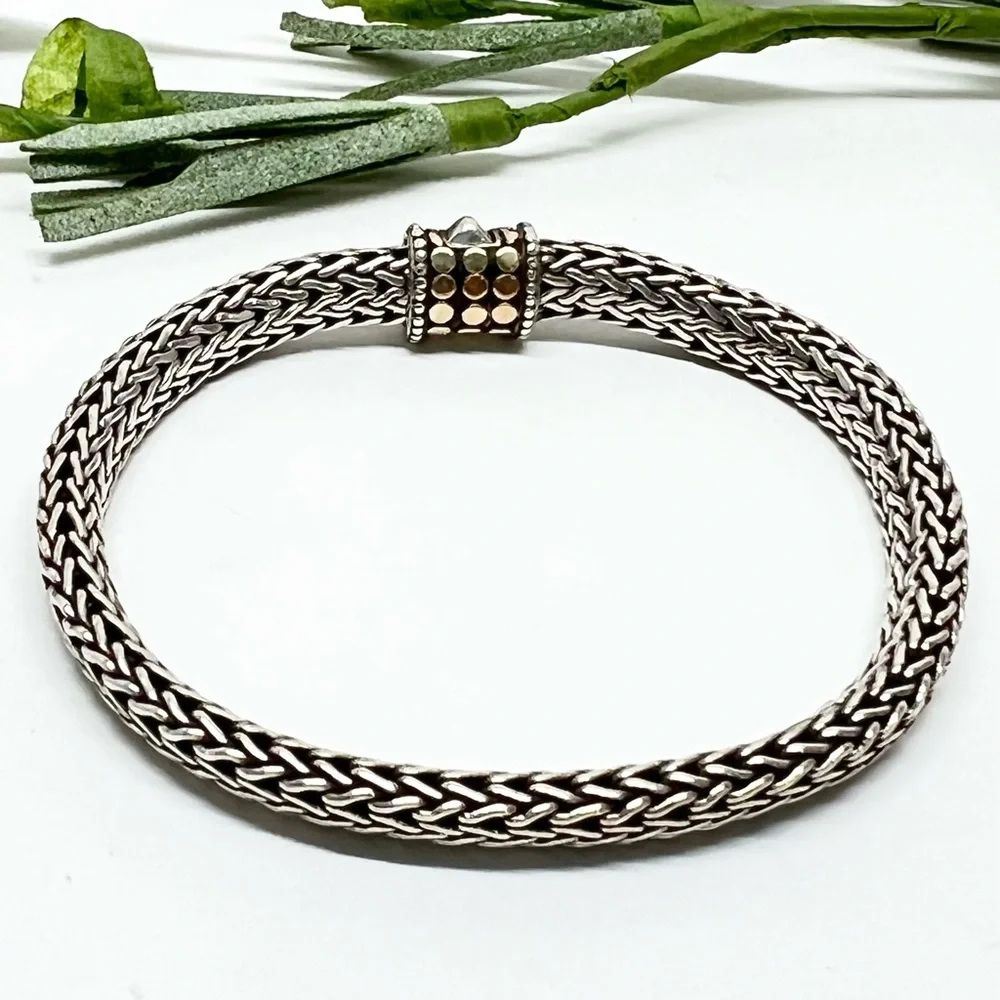 John Hardy Classic Chain 6.25mm Bracelet w/18K Gold Dot Clasp - Picture 4 of 7